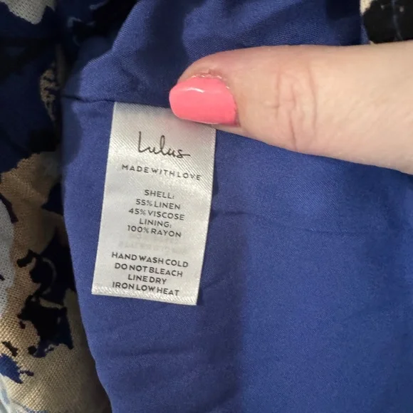 NWT Lulu’s Sunny Attraction Navy Floral Linen Bustier Belted Mini Dress Size M - Picture 8 of 8